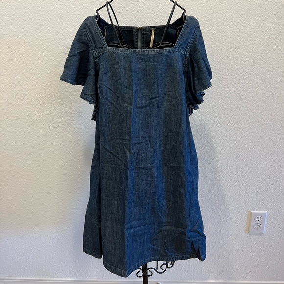 EUC Free People Denim Mini Sleeveless Dress - Picture 1 of 5